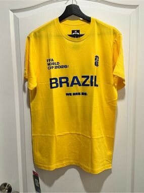 FIFA World Cup 2026 Authentic Brazil Yellow & Blue T-Shirt, Size Medium - NWT